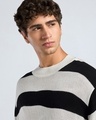 Shop Men's Black & White Striped Oversized Sweater