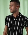 Shop Men's Black & White Striped Regular Fit Shirt