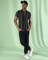 Shop Men's Black & White Striped Regular Fit Shirt