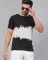 Shop Men's Black & White Tie & Dye Slim Fit T-shirt-Front