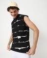 Shop Men's Black & White Tie N Dye Oversized Hoodie Vest-Front