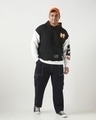 Shop Men's Black & White Typography Oversized Plus Size Hoodies-Full