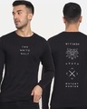 Shop Men's Black White Wolf T-shirt-Front