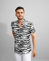 Shop Men's Black & White Zebra Print Cotton Shirt-Full