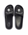 Shop Men's Black Who Needs People Printed Velcro Sliders-Front