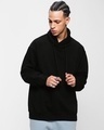 Shop Men's Black Who Needs People Typography Oversized Sweatshirt-Front