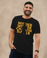 Shop Men's Black Winner Winner Chicken Dinner Typography Cotton T-shirt-Front