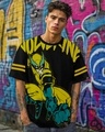 Shop Men's Black Wolverine Graphic Printed Oversized T-shirt-Front