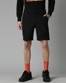 Shop Men's Black Woven Slim Fit Shorts-Front