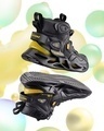 Shop Men's Black & Yellow Chroma Kick Color Block High-Top Sneakers-Front
