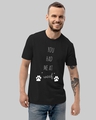 Shop Men's Black You Had Me At Woof Typography T-shirt-Front