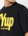 Shop Men's Black Yup It Will Be Ok Typography Oversized T-shirt