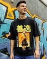 Shop Men's Black Zenitsu Agatsuma Graphic Printed Oversized T-shirt-Front