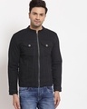 Shop Men's Black Zipped Jacket-Front