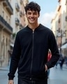 Shop Men's Black Zipper Sweatshirt-Front