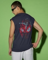 Shop Men's Blue Across The Spiderverse Graphic Printed Oversized Vest-Front