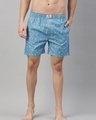Shop Men's Blue All Over Banana Printed Cotton Boxers-Front