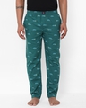 Shop Men's Blue All Over Bench Printed Cotton Lounge Pants-Front