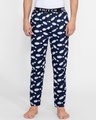 Shop Men's Blue All Over Bowling Pins Printed Pyjamas-Front