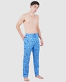 Shop Men's Blue All Over Fishes Printed Cotton Pyjamas-Full