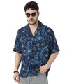 Shop Men's Blue All Over Floral Printed Relaxed Fit Shirt-Front