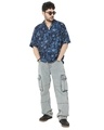 Shop Men's Blue All Over Floral Printed Relaxed Fit Shirt-Full