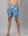 Shop Men's Blue All Over Leaf Printed Cotton Boxers-Full