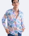 Shop Men's Blue All Over Leaves Printed Shirt-Design