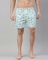Shop Men's Blue All Over Pineapple Printed Cotton Boxers-Front