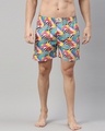 Shop Men's Blue All Over Printed Cotton Boxers-Front