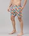 Shop Men's Blue All Over Printed Cotton Boxers-Full