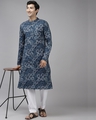 Shop Men's Blue All Over Printed Cotton Kurta