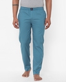 Shop Men's Blue All Over Printed Cotton Lounge Pants-Front