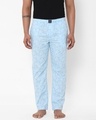 Shop Men's Blue All Over Printed Cotton Lounge Pants-Front