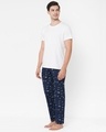 Shop Men's Blue All Over Printed Cotton Lounge Pants