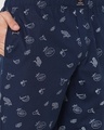 Shop Men's Blue All Over Printed Cotton Lounge Pants