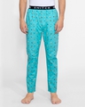 Shop Men's Blue All Over Printed Cotton Pyjamas-Front