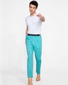 Shop Men's Blue All Over Printed Cotton Pyjamas