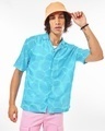 Shop Men's Blue All Over Printed Oversized Shirt-Front
