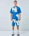 Shop Men's Blue All Over Printed Oversized Plus Size Co-ordinates-Full