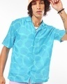 Shop Men's Blue All Over Printed Oversized Shirt-Front