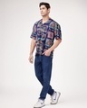 Shop Men's Blue All Over Abstract Printed Oversized Shirt-Full