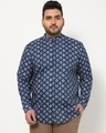 Shop Men's Blue All Over Printed Plus Size Shirt-Front