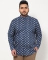 Shop Men's Blue All Over Printed Plus Size Shirt-Front