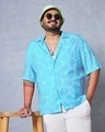 Shop Men's Blue All Over Printed Oversized Plus Size Shirt-Front