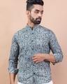 Shop Men's Blue All Over Printed Relaxed Fit Shirt-Front