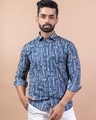 Shop Men's Blue All Over Printed Relaxed Fit Shirt-Front