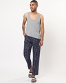 Shop Men's Blue All Over Printed Typography Pyjamas-Full