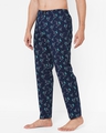 Shop Men's Blue All Over Saxophone Printed Cotton Lounge Pants-Full