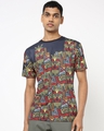 Shop Men's Blue All Over Tribal Themed Custom Printed T-shirt-Front